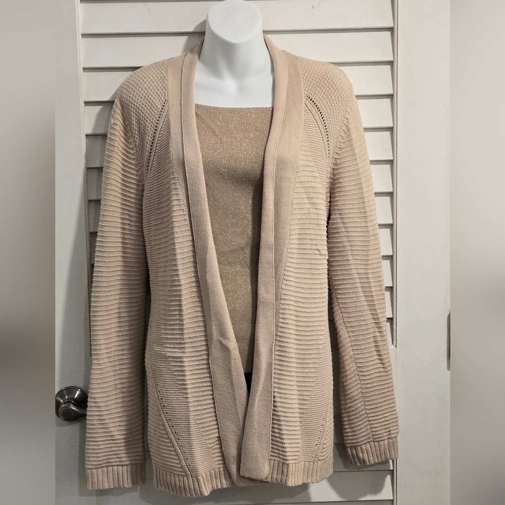 Liz Claiborne Beige Ribbed Cardigan